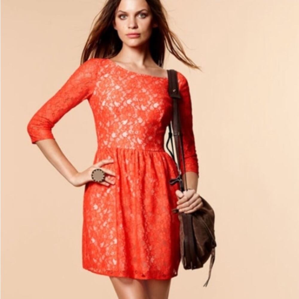 French Connection Lizzie Orange Lace Dress Size 12
